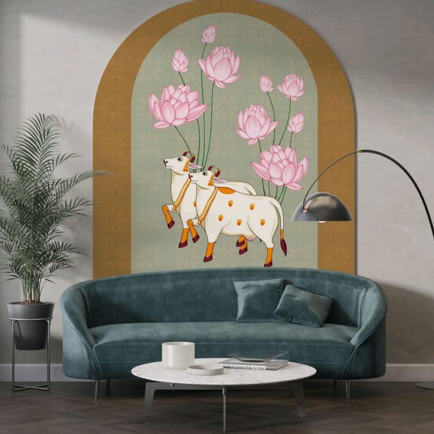 Divine Gau Mata Garden Wallpaper