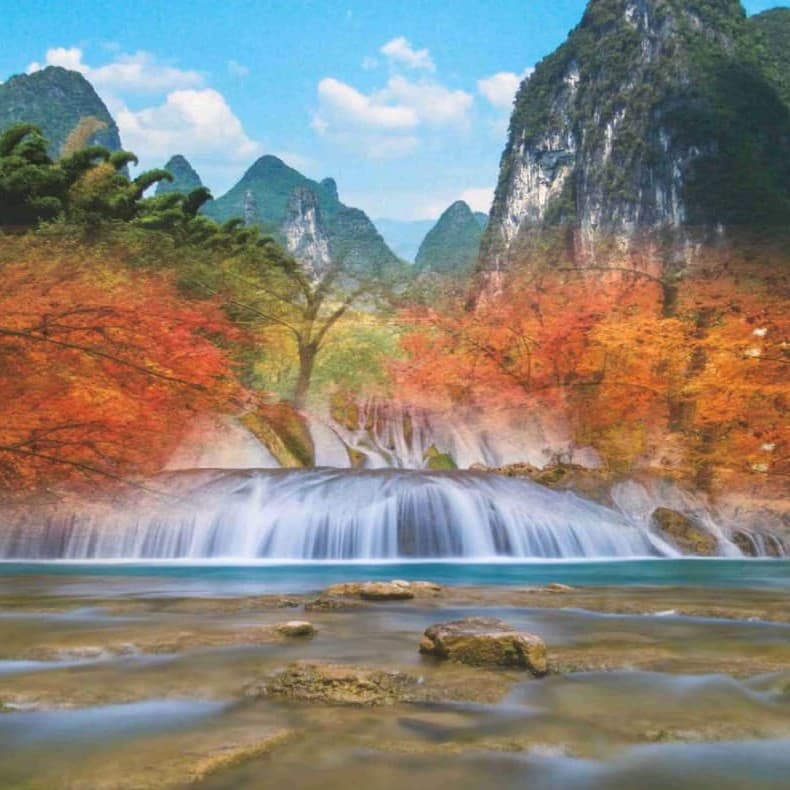 Autumn Cascade Valley Wallpaper - Non Woven (Premium)