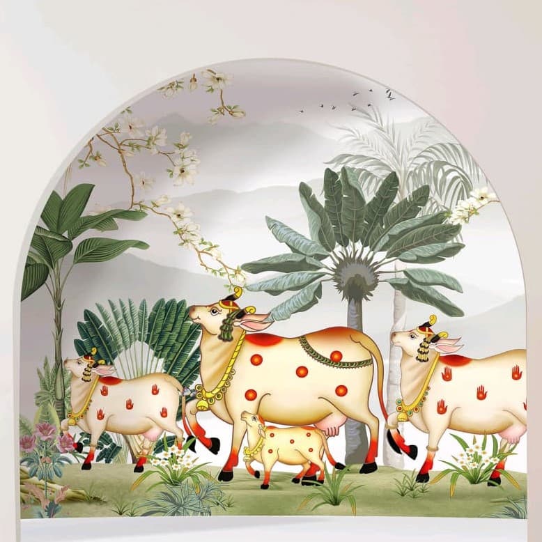 Gau Mata Garden of Grace Wallpaper - Non Woven (Premium)