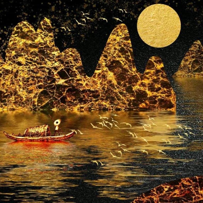 Golden Moon Voyage Wallpaper - Non Woven (Premium)