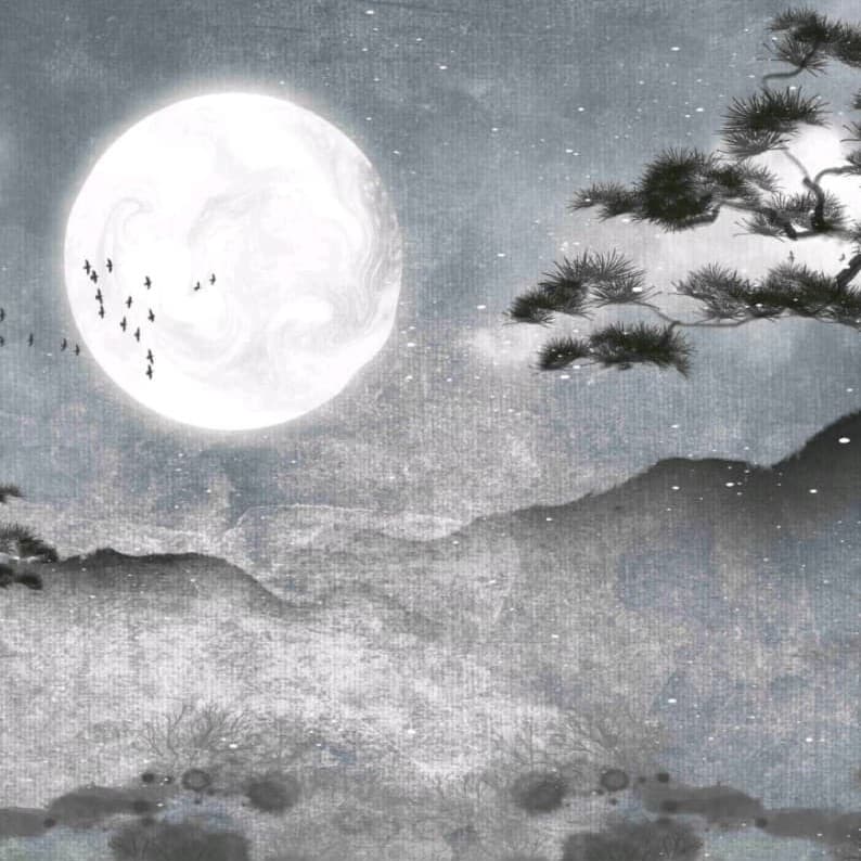 Moon Over Silent Peaks Wallpaper - Non Woven (Premium)