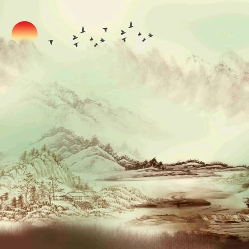 Mountains in Gentle Breath Wallpaper - Non Woven (Premium)