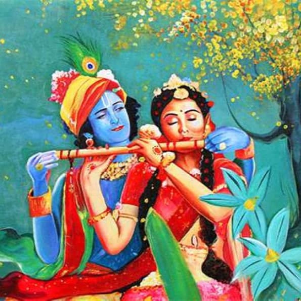 Radha Krishna: The Sacred Flute Wallpaper - Non Woven (Premium)