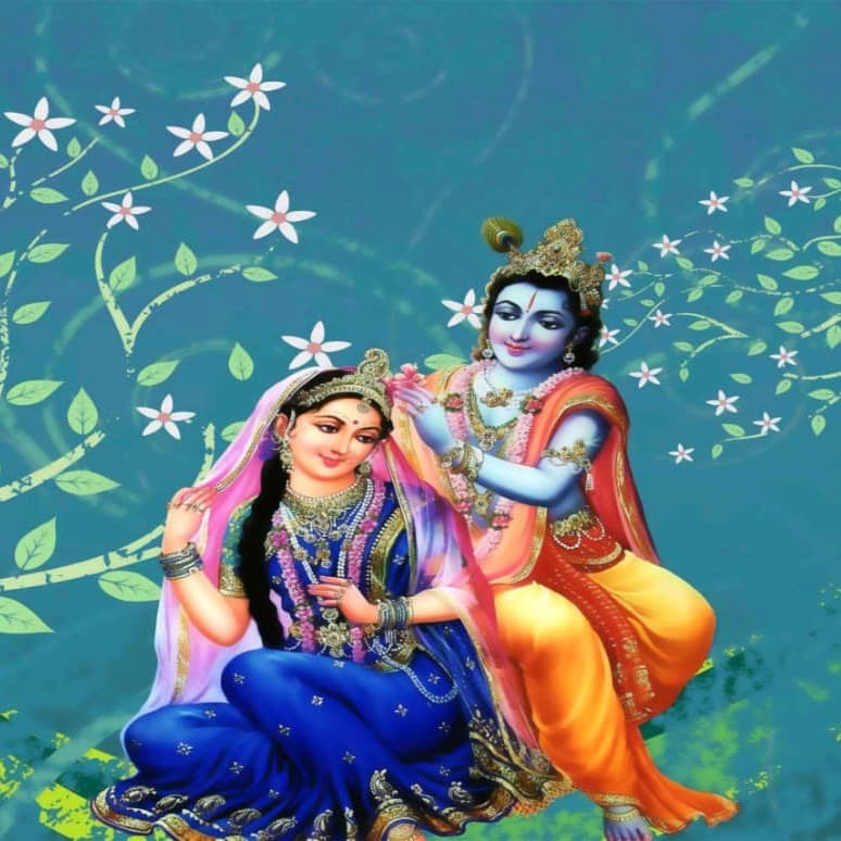 Shyam Sundar with Radha Rani Wallpaper - Non Woven (Premium)