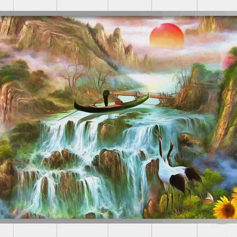 Sunset Over the Falling Waters Wallpaper - Non Woven (Premium)