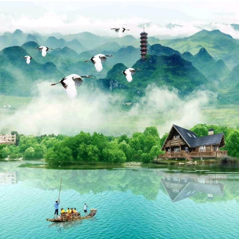 Valley of Tranquil Wings Wallpaper - Non Woven (Premium)