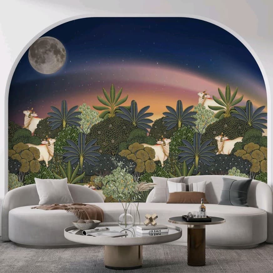 Vrindavan Chandra Darshan Wallpaper - Non Woven (Premium)