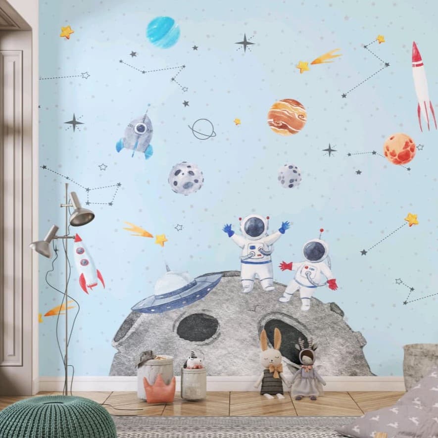 Moonlight Space Friends Wallpaper - Non Woven (Premium)