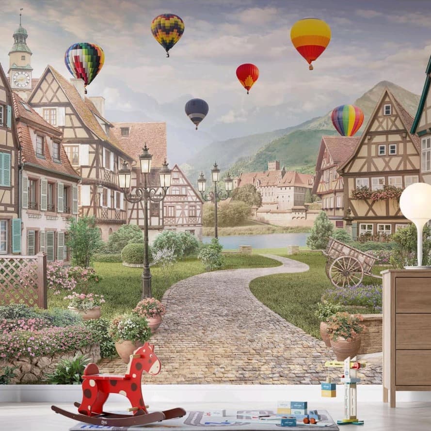 Wander Through the Balloon Town Wallpaper - Non Woven (Premium)