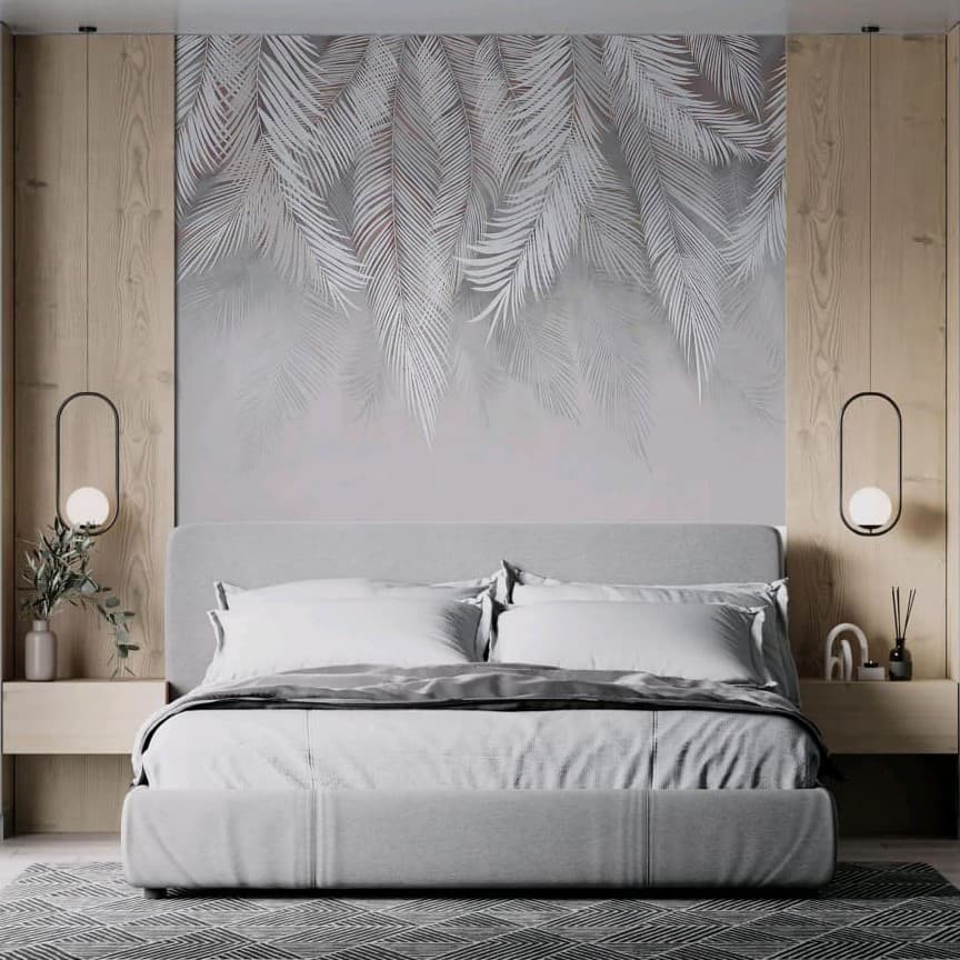 Silver Palm Whisper Wallpaper - Non Woven (Premium)