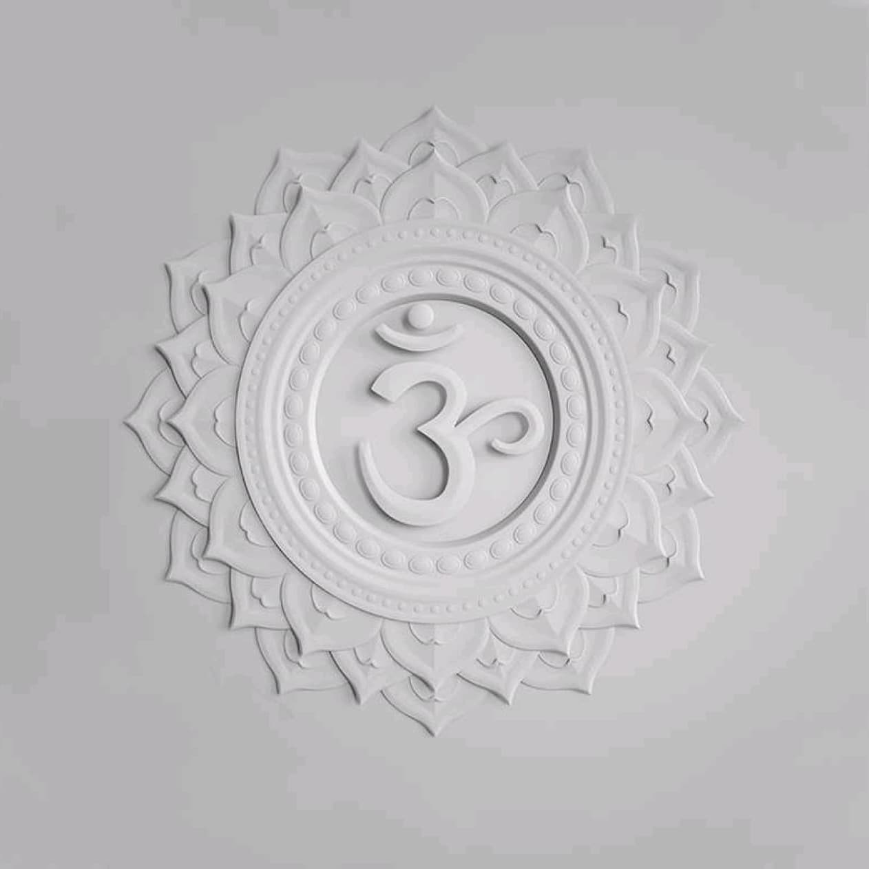 White Om Mandala Wallpaper - Non Woven (Premium)